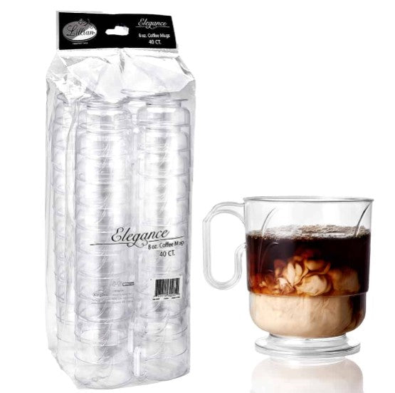 Elegance 8oz Clear Coffee Mug with a crystal-clear design, perfect for serving coffee, tea, and hot beverages at any occasion or casual dining setup.