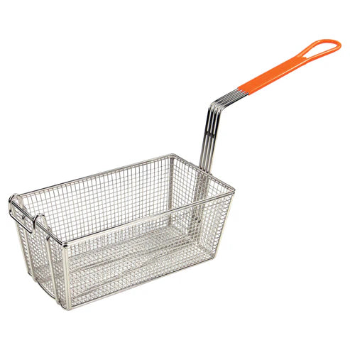 Winco FB-10, 12-1/8" x 6-1/2" x 5-3/8", 10" Orange Hdl Fry Basket