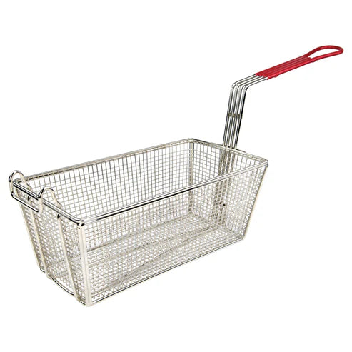 Winco FB-25, 12-7/8" x 6-1/2" x 5-3/8", Red Hdl Fry Basket