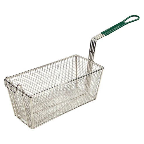 Winco FB-30, 13-1/4" x 6-1/2" x 5-7/8", 10" Green Hdl Fry Basket