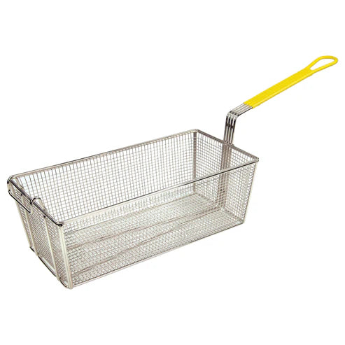 Winco FB-40, 17" x 8-1/4" x 6", 12" Yellow Hdl Fry Basket