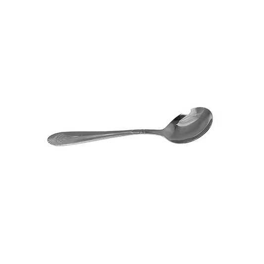 venetian bouillon spoon stainless steel stanton trading 6 1/8" heavy weight with elegant venetian pattern handle, dishwasher safe and high quality flatware set, perfect for fine dining and everyday use.