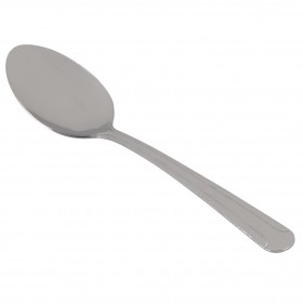 dominion teaspoon, medium weight, stainless steel stanton trading 6" high quality flatware set with a classic lined handle design, ideal for casual meals or formal occasions.