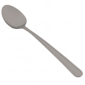 dominion iced teaspoon, medium weight, stainless steel stanton trading 7 3/4" high quality flatware set with a classic lined handle design, ideal for casual meals or formal occasions.