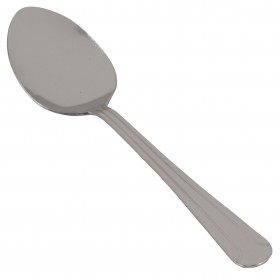 dominion tablespoon, medium weight, stainless steel stanton trading 7 5/8" high quality flatware set with a classic lined handle design, ideal for casual meals or formal occasions.