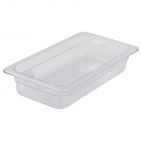 1/3 size steam table food pan stanton trading crafted from clear polycarbonate, offering durability and visibility. With a 2.5-inch depth, it's perfect for storing and displaying food in buffets, catering, or commercial kitchens.