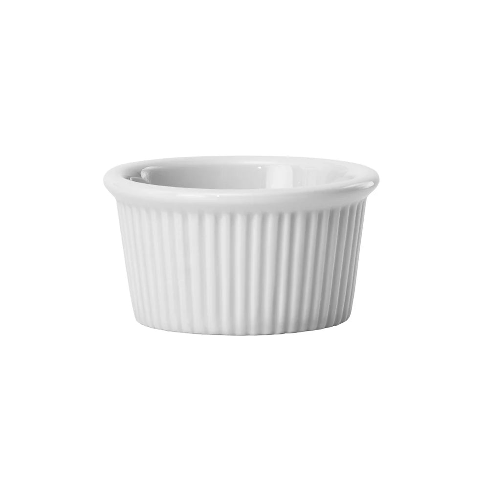 FRR-1 to FRR-8, 1–10 oz, Round, White (Sold by Case) Fluted Porcelain Ramekins