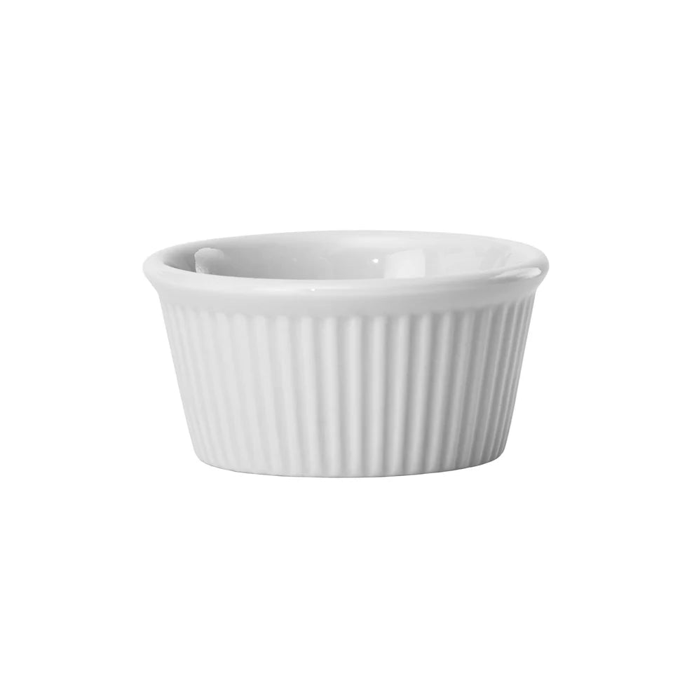 FRR-1 to FRR-8, 1–10 oz, Round, White (Sold by Case) Fluted Porcelain Ramekins