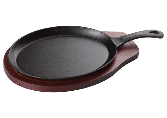 Winco FS-2 2-pcs, Cast Iron Fajita Server Set - Restaurant Kitchen, Buffet Stations, Catering Services and Hotel Banquet Halls