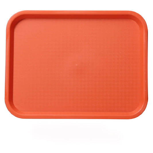 Yanco Fast Food Tray With Handle FT-14OR feature a durable plastic construction with a non-slip surface, ensuring secure transport of food and beverages. Designed for heavy use, they are perfect for restaurants, cafeterias, catered events, or home dining. The orange color adds a modern touch, while the rectangular shape provides ample space for serving meals, drinks, or appetizers. Lightweight and easy to handle, these trays are ideal for fast-paced environments and frequent use.
