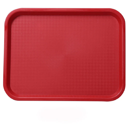 Yanco Fast Food Tray With Handle FT-14RD feature a durable plastic construction with a non-slip surface, ensuring secure transport of food and beverages. Designed for heavy use, they are perfect for restaurants, cafeterias, catered events, or home dining. The red color adds a modern touch, while the rectangular shape provides ample space for serving meals, drinks, or appetizers. Lightweight and easy to handle, these trays are ideal for fast-paced environments and frequent use.