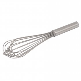 14-inch long stainless steel French whip stanton trading featuring a durable, rust-resistant design. Ideal for mixing, whisking, and blending ingredients with precision. The ergonomic handle ensures a comfortable grip for professional and home kitchen use.