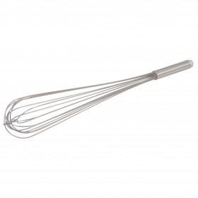 22-inch long stainless steel French whip stanton trading featuring a durable, rust-resistant design. Ideal for mixing, whisking, and blending ingredients with precision. The ergonomic handle ensures a comfortable grip for professional and home kitchen use.