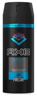 AXE Body Spray Marine 150 ml can with blue and silver design.