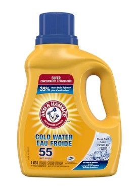 Arm & Hammer Cold Water Laundry Detergent, Fresh Scent, 55 loads, 1.63 L bottle
