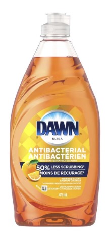 Dawn Ultra Orange Antibacterial Dishwashing Liquid in a 473ml bottle.