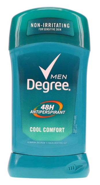 Degree Men Invisible Solid Antiperspirant Deodorant in Cool Comfort scent, 2.7 oz stick.