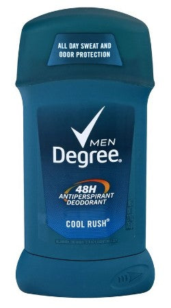 Degree Men Cool Rush antiperspirant deodorant stick, 2.7 oz, providing long-lasting sweat and odor protection with a refreshing scent.