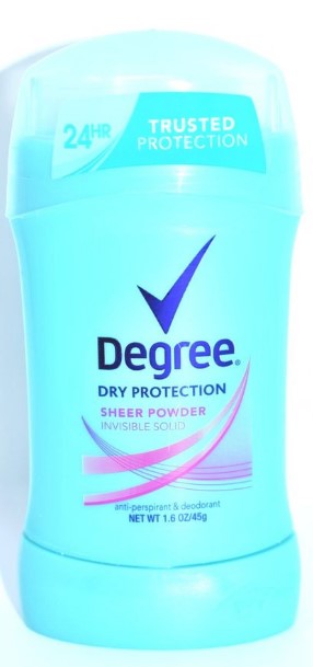 Degree Women Invisible Solid Antiperspirant Deodorant in Sheer Powder scent, 1.6 oz stick.