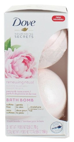 Dove Bath Bomb Peony & Rose 2.8 oz, moisturizing and gently scented for a relaxing bath experience.