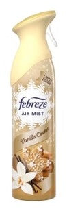 Febreze Air Freshener Spray in Vanilla Cookie scent, 185 ml bottle for eliminating odors and freshening rooms.