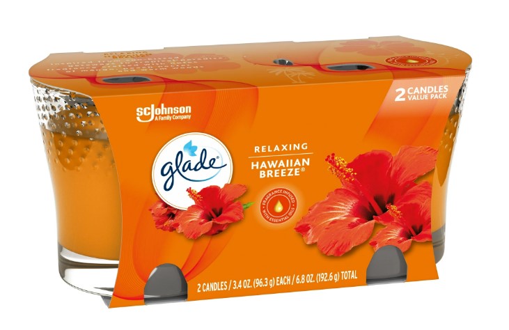 Glade Hawaiian Breeze Scented Candles – 3.4 oz, 2 pack, tropical fragrance for home ambiance.