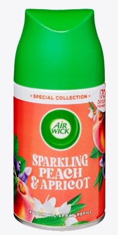 Air Wick Ultra Machine Refill in Sparkling Peach & Apricot scent, 250ml can.