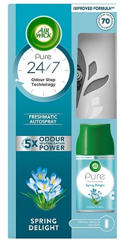 Air Wick automatic air freshener machine with 250ml Spring Delight refill.