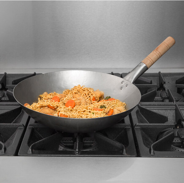 Wooden handle wok