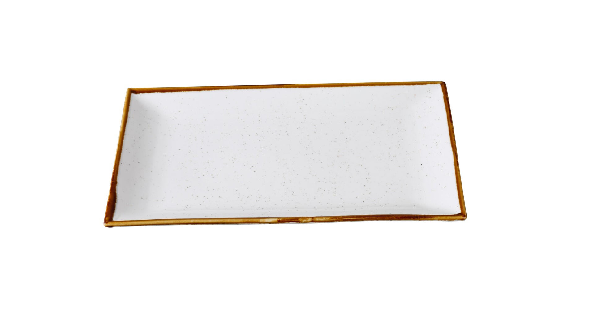 Yanco Rectangular Plate GL-208 offers a sleek and modern way to present appetizers, sushi, or small shared plates. Crafted from durable porcelain, this piece features a speckled white finish with a delicately colored rim, adding visual interest and charm. Its clean lines and rectangular shape provide a contemporary aesthetic that complements a variety of table settings.