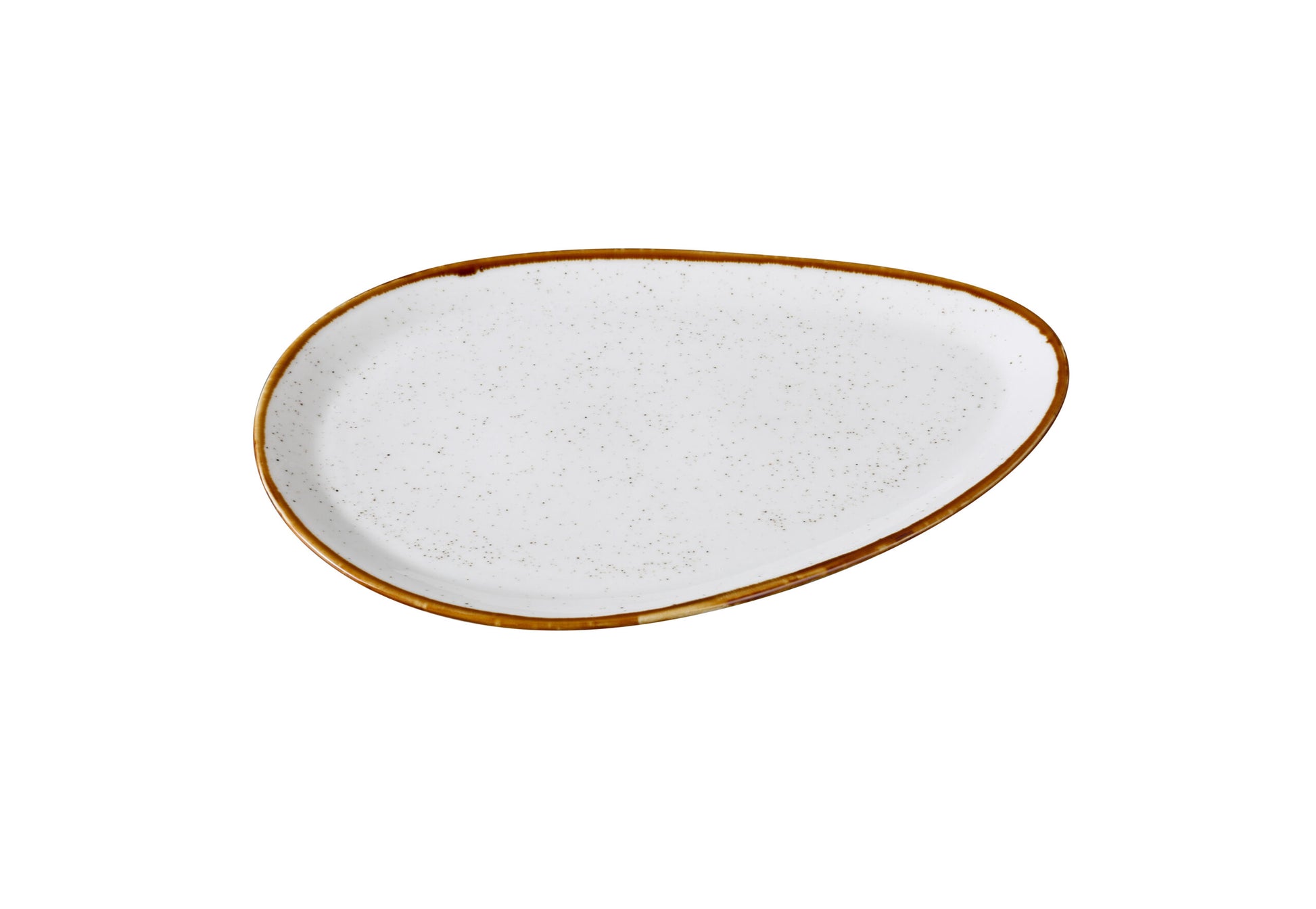 Yanco Oval Plate GL-210 is designed for elegant, modern presentation of appetizers, small plates, or side dishes. Made from durable porcelain, it showcases a clean white surface with speckled detailing and a soft colored rim. Its elongated oval form adds a refined touch to any table setting, making it a stylish choice for contemporary restaurants and cafes.
