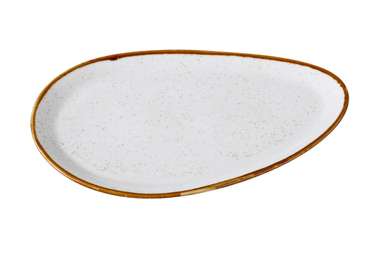 Yanco Oval Plate GL-214 brings a fresh and refined aesthetic to any dining experience. Crafted from high-quality porcelain, it features a soft speckled surface accented with a subtle colored rim. Its elongated oval shape offers a graceful platform for serving entrées, shareable sides, or composed main courses, making it ideal for upscale dining settings.