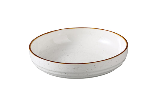 Yanco Shallow Bowl GL-507 is perfect for serving composed salads, pasta dishes, or generous appetizers with its gently sloped sides and open form. Crafted from durable porcelain, this piece showcases the collection’s signature speckled glaze and soft colored rim, bringing a clean, contemporary elegance to any dining occasion. Its versatile design balances form and function for both everyday use and stylish presentations.