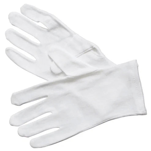 Winco GLC-L/M, 6 Pairs, LRG/MED White Cotton Service Gloves
