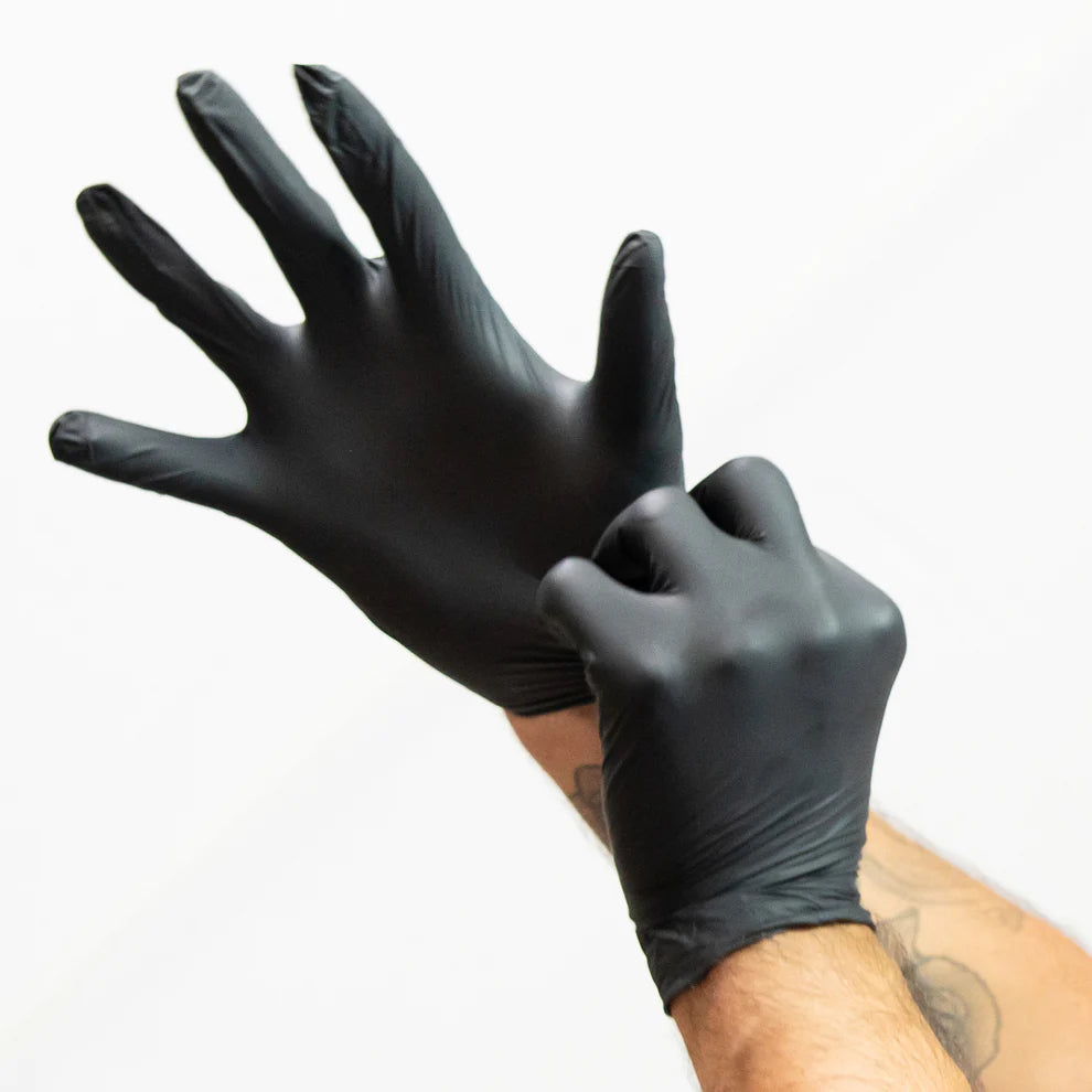Winco GLN-LB/MB, 3Mil, 100pcs/box Black Powder-Free Nitrile Gloves