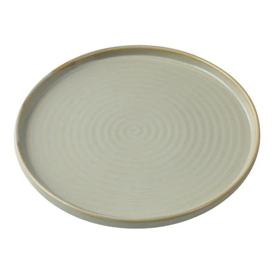 Yanco Round Plate With Upright Rim GO-112 is a stylish and functional piece from the Golden Coast collection. Crafted from high-quality chinaware, this bread and butter plate features elegant earthy tones and concentric circles, beautifully enhanced by a golden rim for a refined touch. Its round shape with an upright rim provides both aesthetic appeal and practicality, making it perfect for serving bread, appetizers, or desserts in upscale dining settings. 
