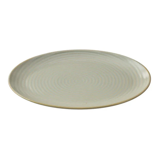 Yanco Oval Plate GO-312 is a refined and elegant addition to the Golden Coast collection. Crafted from high-quality chinaware, this dinner plate features beautiful earthy tones and concentric circles, highlighted by a golden rim for a sophisticated touch. Its oval shape offers a stylish and versatile presentation, perfect for serving main courses, appetizers, or shared dishes in fine dining restaurants, cafés, and upscale events. The tea green color adds warmth and charm, enhancing any dining experience.