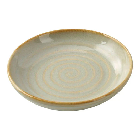 The Yanco Sauce Dish GO-503 is a refined addition to the Golden Coast collection, perfect for enhancing any dining experience. Made from high-quality chinaware, this round sauce dish features elegant earthy tones and concentric circles, beautifully accented by a golden rim for a sophisticated touch. Ideal for serving sauces, condiments, and dips, this dish is perfect for upscale restaurants, cafés, and fine dining settings. The tea green color adds warmth and charm.
