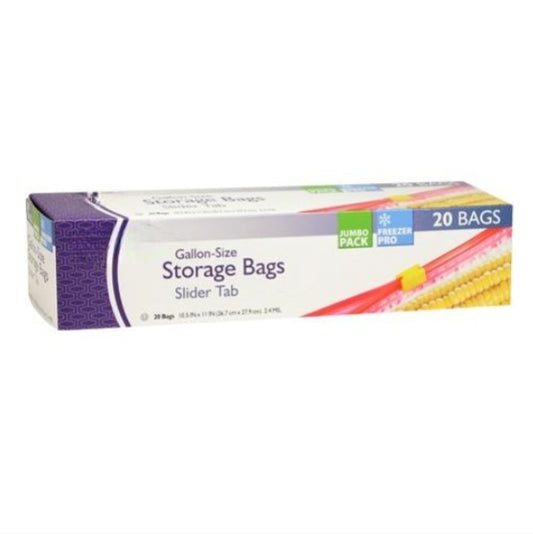 Gallon-size storage bags with a secure slider seal for easy use. Heavy-duty, leak-proof, and food-safe. Perfect for meal prep, leftovers, travel, and bulk storage. Keeps food fresh and organized.
