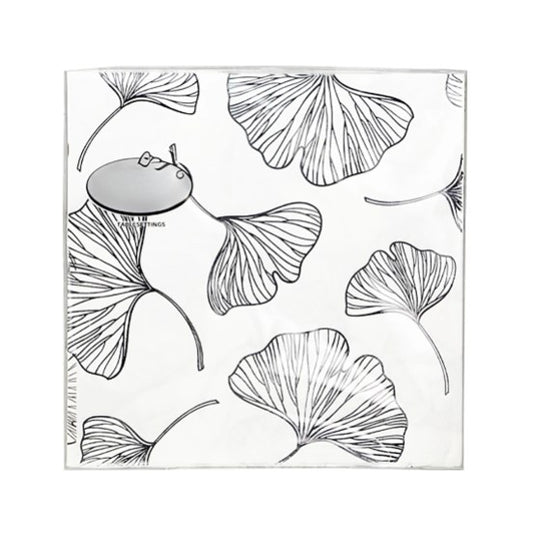 Gingko Black lunch napkin featuring a sleek design, ideal for adding style to formal events, weddings, or parties while ensuring soft, absorbent, and disposable convenience.