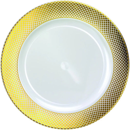 12-inch elegant plate charger in gold, silver, and pearl finishes, perfect for weddings, events, and formal dining setups