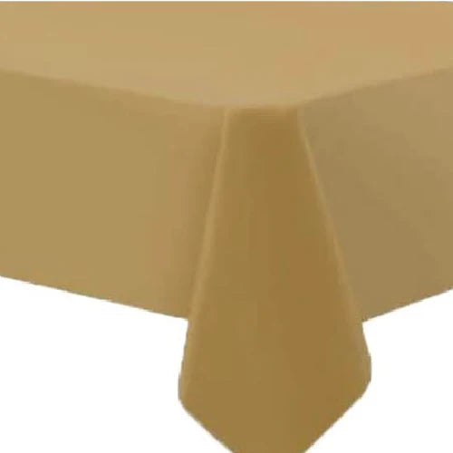 54"x108" table cover in white, red, blue, ivory, yellow, silver, lime green, hot pink, orange, black, green, gold, purple, and hunter green. Durable, disposable, and perfect for events.