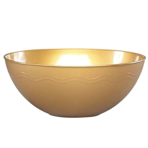 60oz Clear & Gold Plastic Bowl – Durable, elegant serving bowl for parties, weddings, and events. Ideal for salads, pasta, and snacks. Stylish design with gold accents for upscale entertaining.