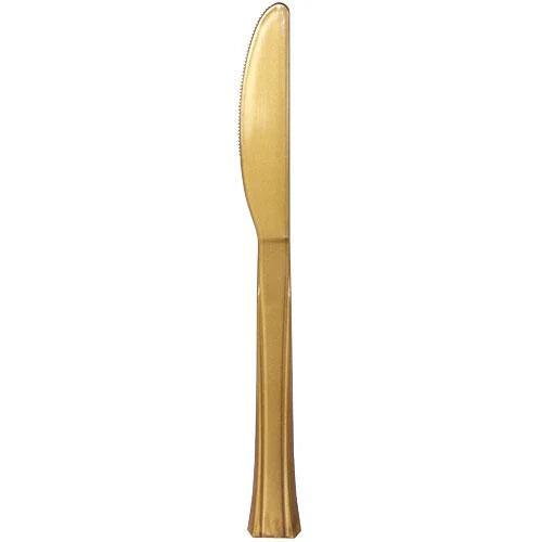 Premium disposable knives in Clear, Silver, Pearl, Gold, and Sahara—durable, stylish, and food-safe, perfect for catering, weddings, and elegant events.