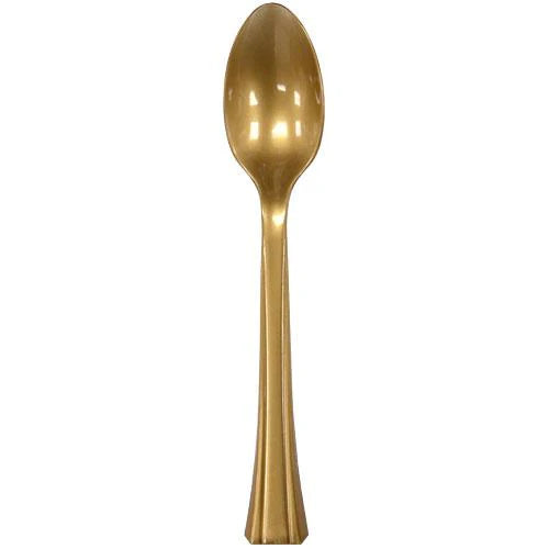 Elegant disposable teaspoons in Clear, Silver, Pearl, Gold, and Sahara, ideal for tea, coffee, desserts, and catering events—durable, stylish, and food-safe for any occasion.