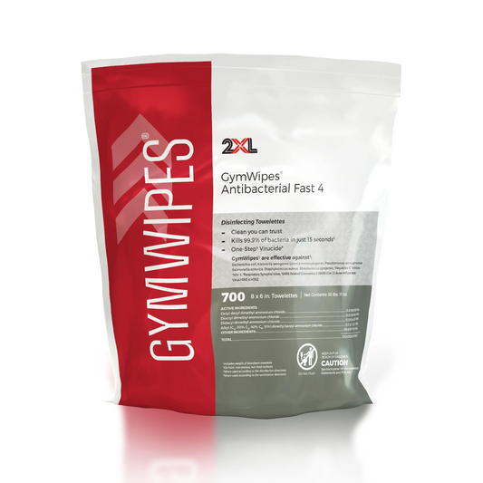 2XL Gymwipes Antibacterial Fast 4 Disinfecting Towelettes Refill Bag