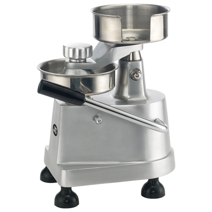 1/4lb and 1/2lb Hamburger Patty Press 1/Pack create uniform patties with the Kattex Heavy-Duty Burger Patty Press. With interchangeable plates and removal tool included, makes 4 (100mm) dia 1/4 lb patties or 5 (130mm) dia 1/2 lb patties.