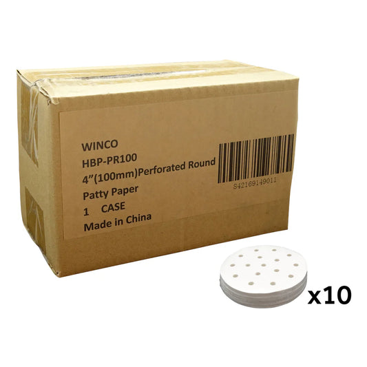 Winco HBP-PR100/PR130, 4&5" Perforated Round Patty Paper, Case/5000