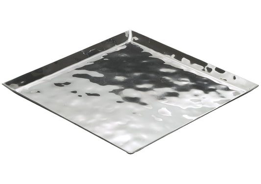 Winco HPS-10 9 10-1/4" x 10-1/4" x 5/8" Stainless Steel Square Extra Heavy Premium Display Tray - Restaurant Kitchen, Buffet Stations, Catering Services
