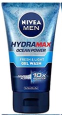 Nivea Men HydraMax Ocean Power Fresh Gel Wash, 100 ml refreshing body wash for cleansing, hydrating, and energizing men’s skin with an ocean-inspired scent